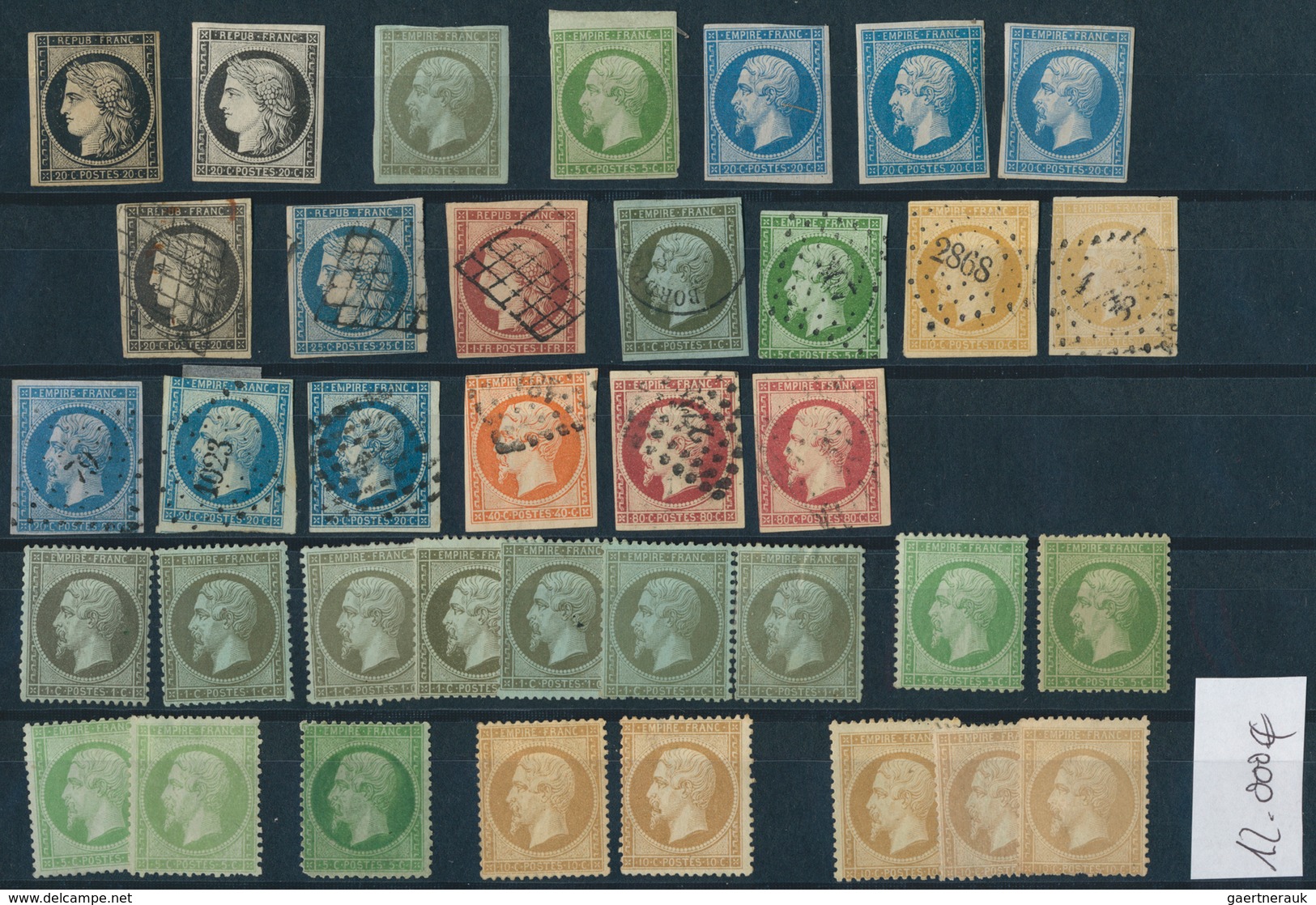 26363 Frankreich: 1849, Lot With Better Single Stamps And Sets, Unused And Used With A Total Value More Th - Oblitérés