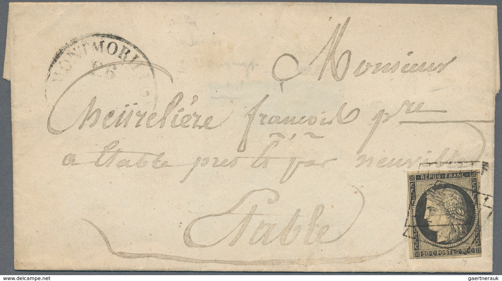 26371 Frankreich: 1849/1852, CERES, group of twelve entires bearing frankings 20c. black and 25c. blue, sh