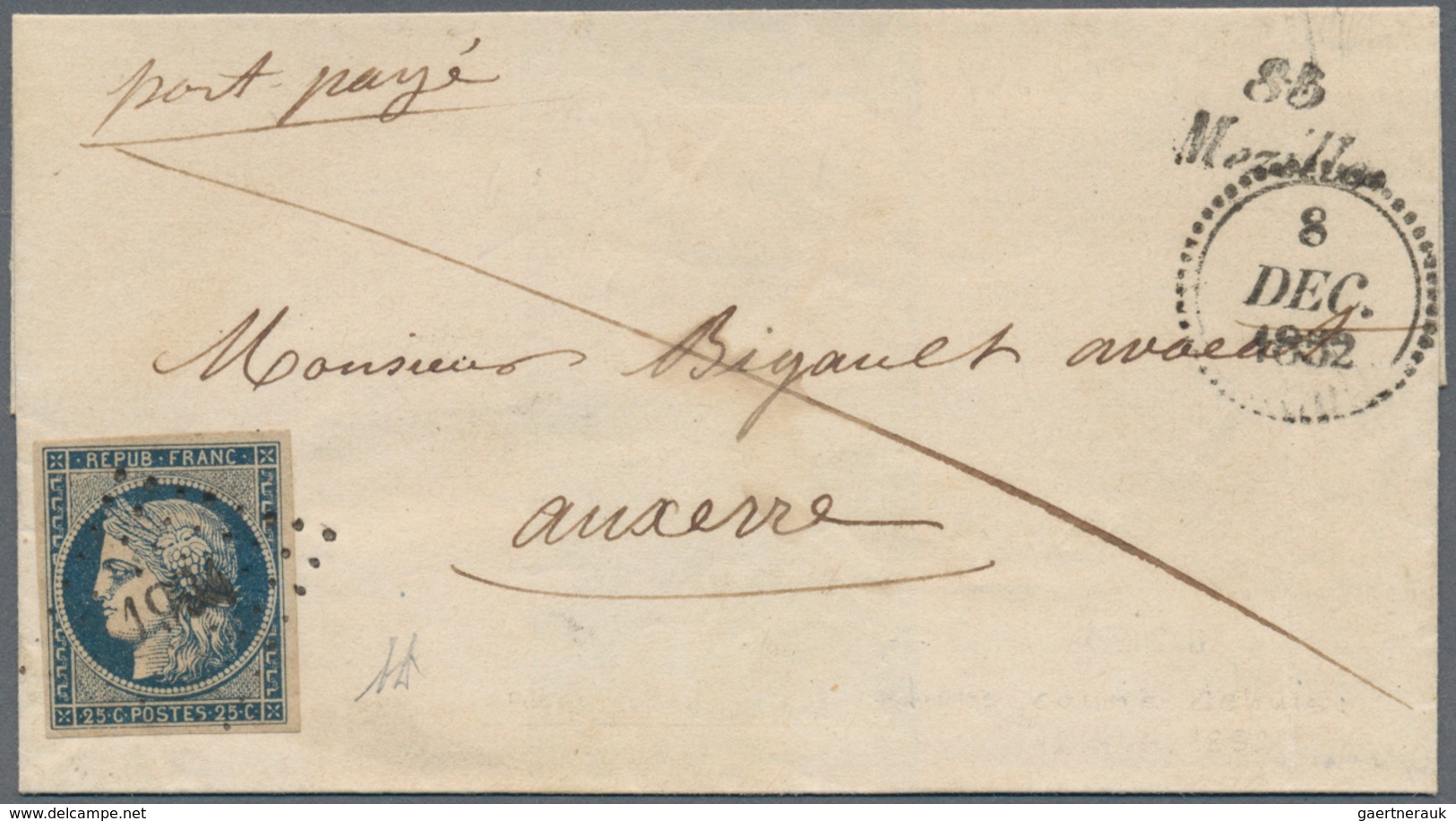 26371 Frankreich: 1849/1852, CERES, group of twelve entires bearing frankings 20c. black and 25c. blue, sh