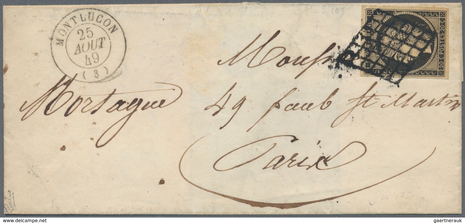 26371 Frankreich: 1849/1852, CERES, group of twelve entires bearing frankings 20c. black and 25c. blue, sh