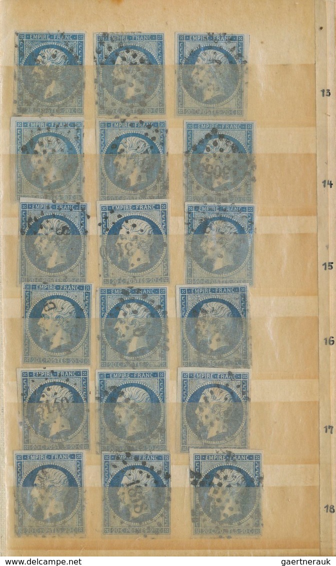 26390 Frankreich: 1853/1861, 20c. Napoleon (Michel No. 13, Maury No. 14), Group Of 226 Selected Values, Fr - Oblitérés