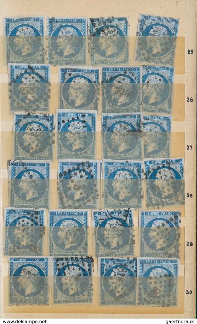 26390 Frankreich: 1853/1861, 20c. Napoleon (Michel No. 13, Maury No. 14), Group Of 226 Selected Values, Fr - Oblitérés