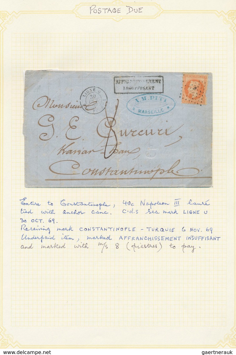 26391 Frankreich: 1854/1922, Small Collection Of 27 Letters And Cards, Well Written Up On Leaves. Containi - Oblitérés