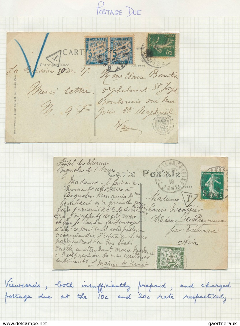 26391 Frankreich: 1854/1922, Small Collection Of 27 Letters And Cards, Well Written Up On Leaves. Containi - Oblitérés