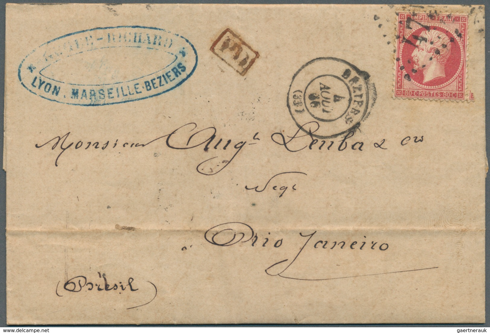 26398 Frankreich: 1865/1872, Lot Of Eight Lettersheets With Napoloen And Ceres Frankings To Brazil/Argenti - Oblitérés