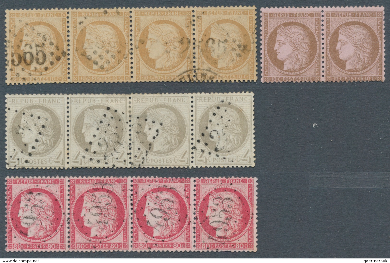 26404 Frankreich: 1870/1872, CERES SIEGE/III.REP., Group Of Four Multiples, Slightly Varied Condition: Mau - Oblitérés