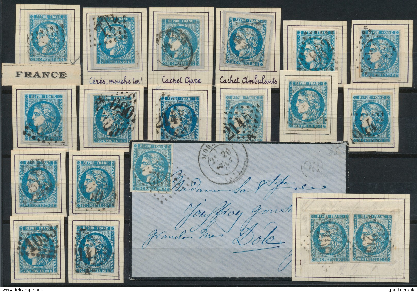 26405 Frankreich: 1870/1871, Bordeaux Issue, 20c. Blue, Lot Of 42 Stamps, Various Shades/types, Nice Range - Oblitérés