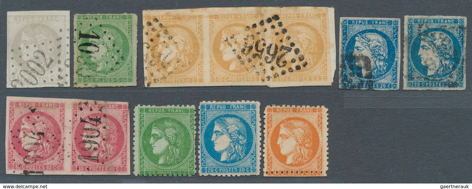 26406 Frankreich: 1870/1871, BORDEAUX ISSUE, Group Of Twelve Stamps, Varied Condition, Incl. 4c. Grey Repo - Oblitérés