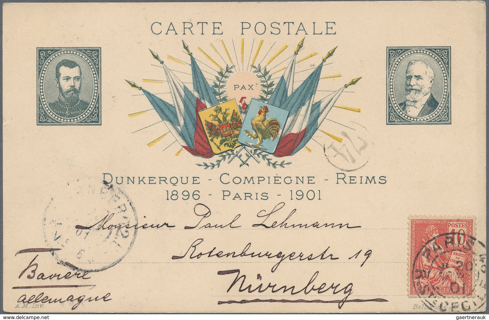 26407 Frankreich: 1871/1945 (ca.), Interesting Lot Of Ca. 90 Covers, Postcards And Postal Stationeries, Ma - Oblitérés