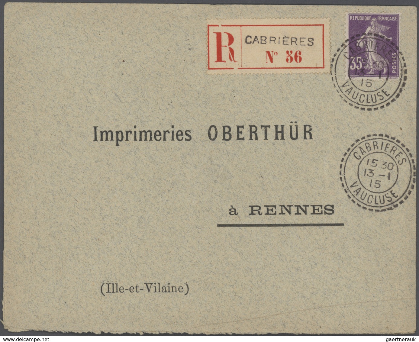 26428 Frankreich: 1910/50 (ca.), Sammlung von ca. 335 Einschreibe-Briefen, sehr spezialisiert mit vielen T