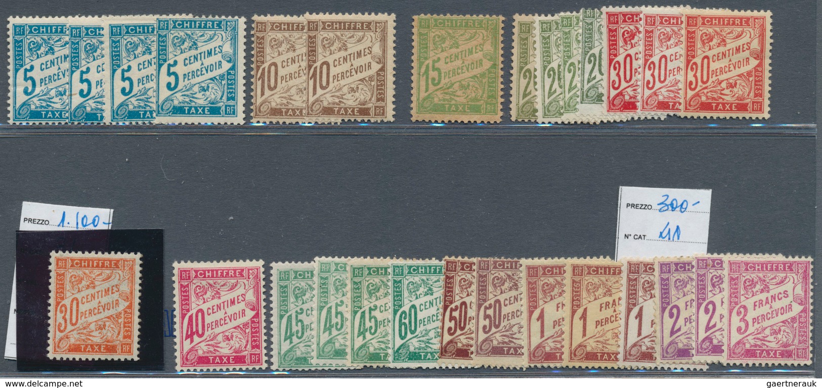 26479 Frankreich - Portomarken: 1881/1900 (ca.), Duval Issue, Mint Lot Of Apprx. 40 Stamps, Some Forgeries - 1859-1959 Lettres & Documents