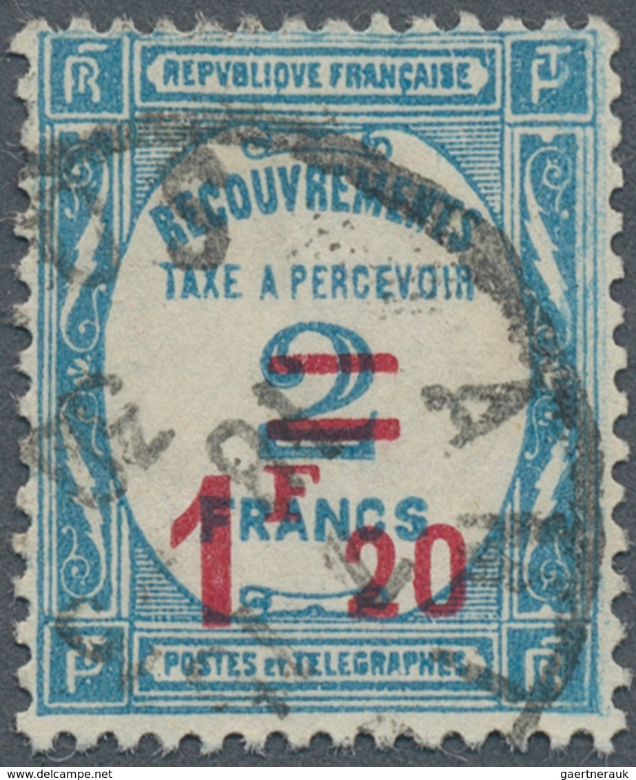 26480 Frankreich - Portomarken: 1929, Postage Due 2fr. Blue Surch. '1F20' In Red In A Large Lot With About - 1859-1959 Lettres & Documents