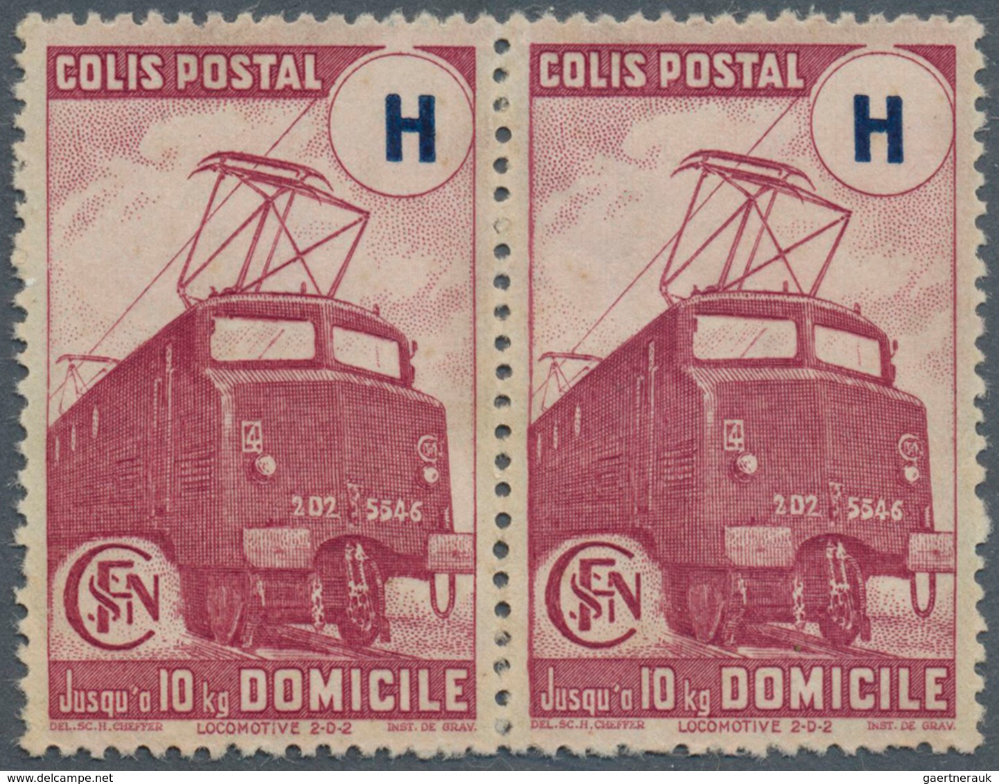 26489 Frankreich - Postpaketmarken: 1945, Electro Locomotive 'red-wine Coloured' (lie-de-vin) Instead Of V - Autres & Non Classés