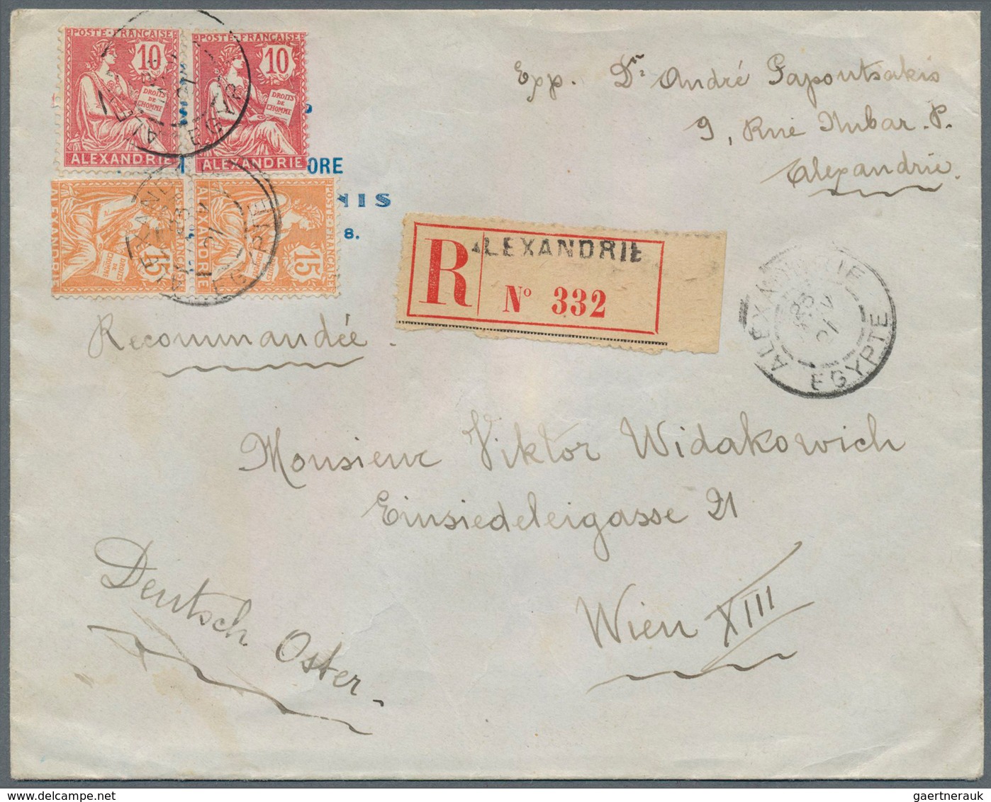 26497 Französische Post in Ägypten - Alexandria: 1812/1927, French P.O. Alexandria/Port Said, mint and use