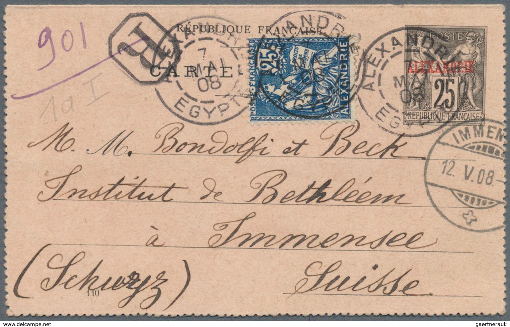 26497 Französische Post in Ägypten - Alexandria: 1812/1927, French P.O. Alexandria/Port Said, mint and use