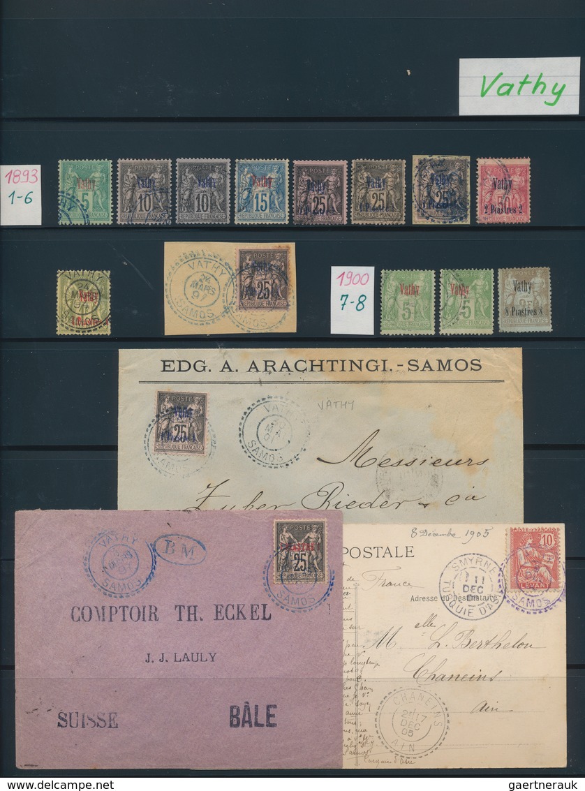 26500 Französische Post in der Levante: 1838/1942 (ca.), comprehensive collection in a binder incl. Vathy,