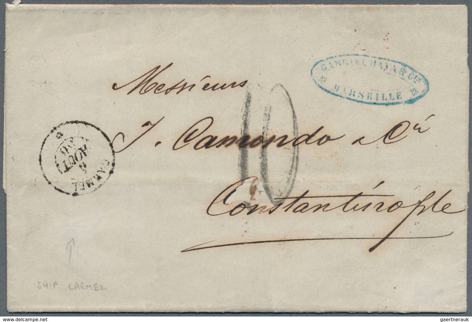 26501 Französische Post in der Levante: 1856/1902, Mediterranean/Mail from/to French Levant, group of 20 c