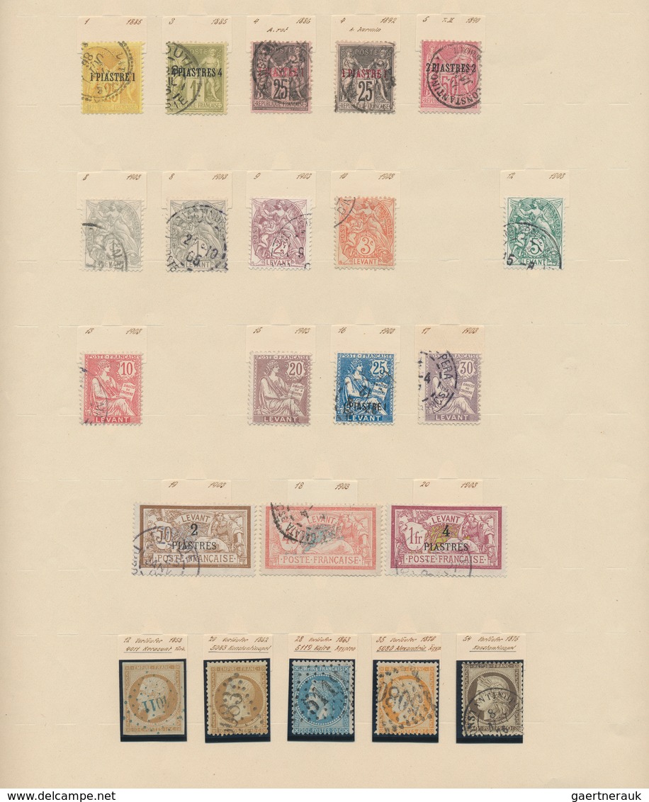 26502 Französische Post In Der Levante: 1857/1903, Petty Used Collection On Leaves Incl. Some P.O. Crete A - Autres & Non Classés