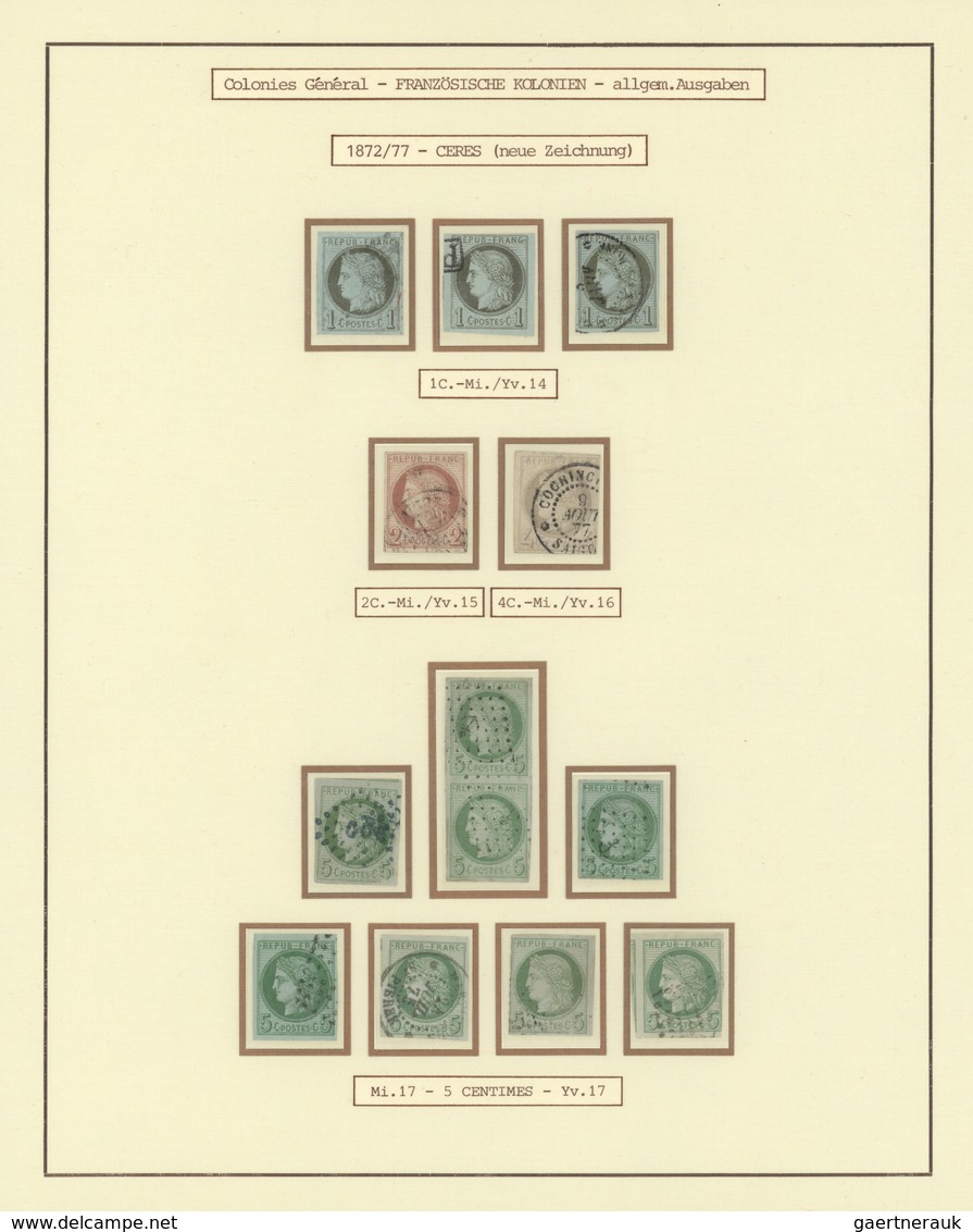 26513 Französische Kolonien - Allgemeine Ausgabe: 1859/1890 (ca.), Used Collection On Written-up Album Pag - Autres & Non Classés