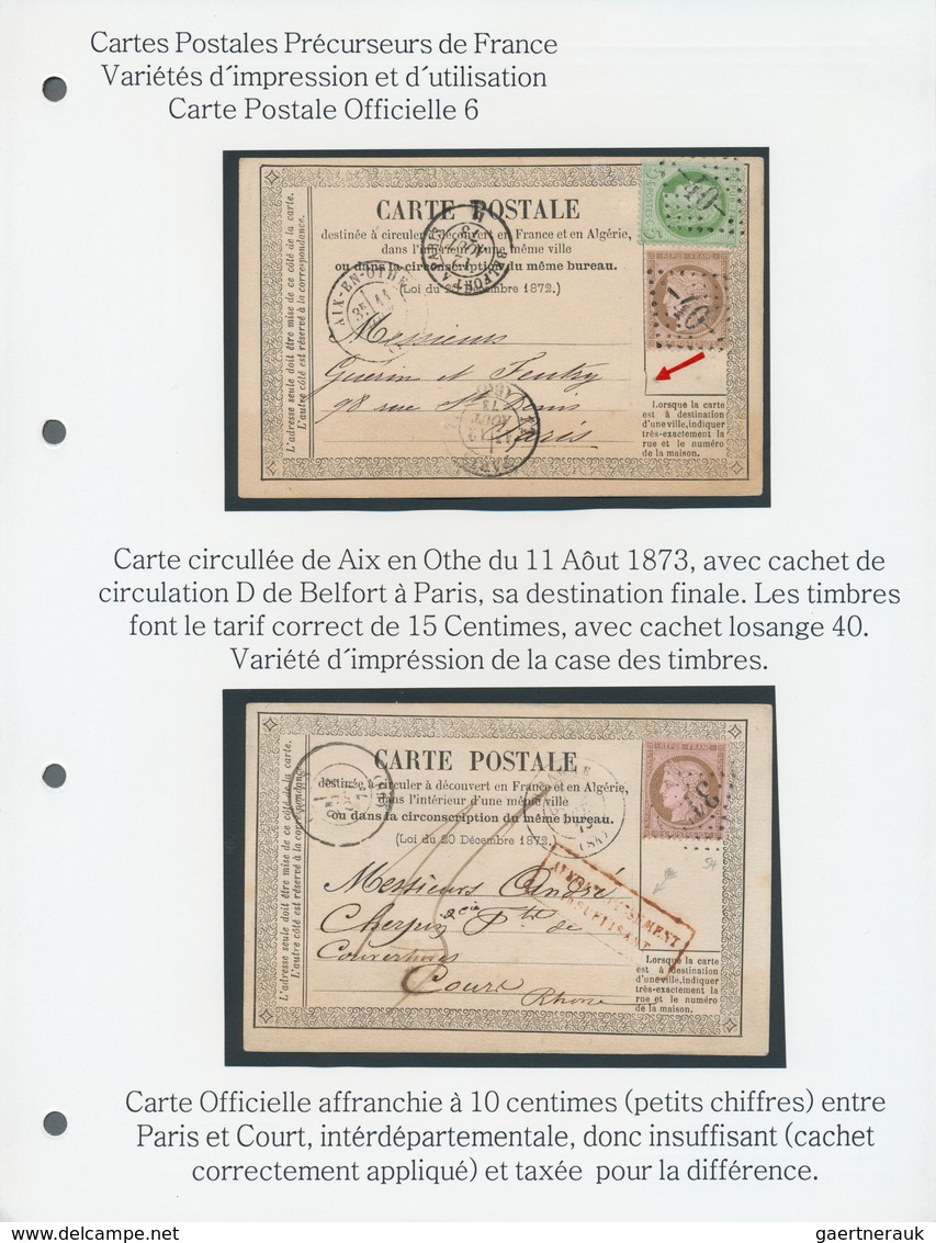 26518 Frankreich - Ganzsachen: 1873/1878, Specialised Exhibit Collection Of 33 (mainly Used) Postcard Form - Autres & Non Classés