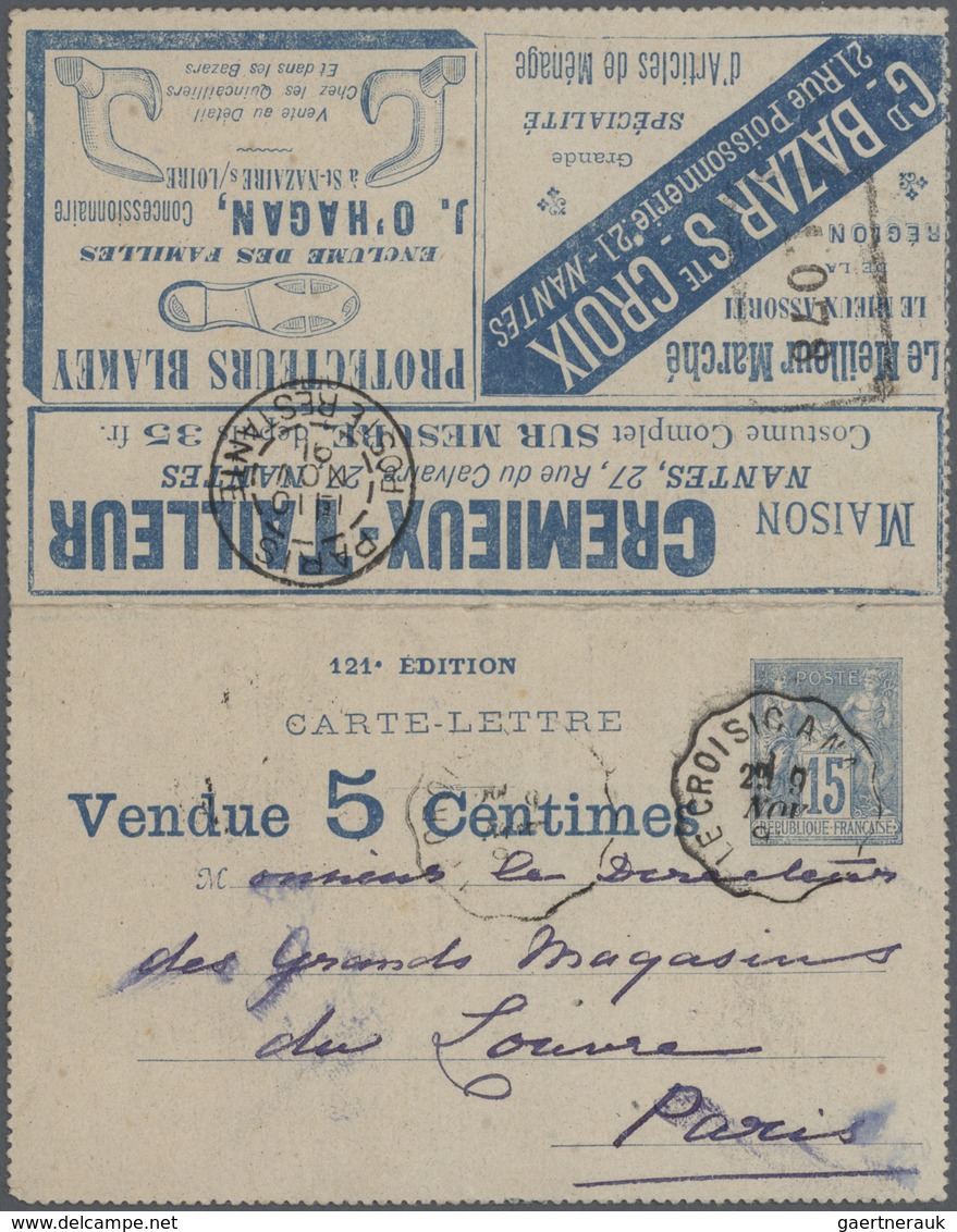 26520 Frankreich - Ganzsachen: 1875/1910 (ca.), Sammlung Von Etwa 140 Alten Ganzsachen Bzw. Postkarten-Vor - Autres & Non Classés