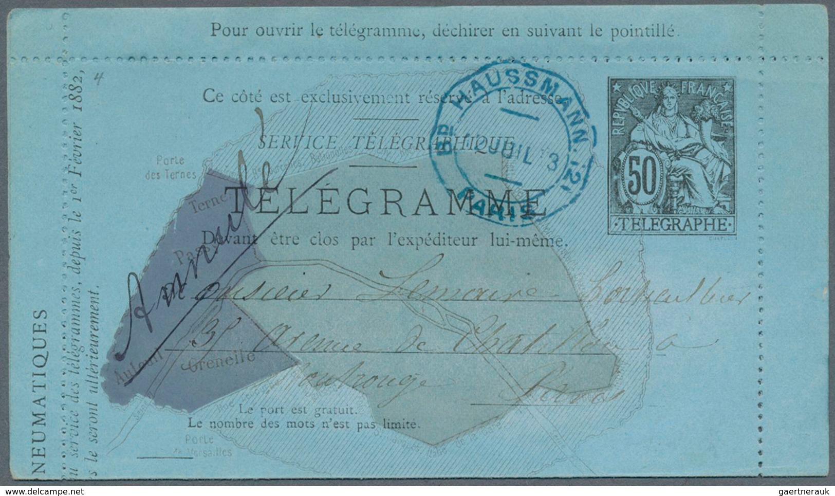 26522 Frankreich - Ganzsachen: 1879/1945 Ca., PNEUMATIC MAIL, Interesting Collection With 29 Used Statione - Autres & Non Classés