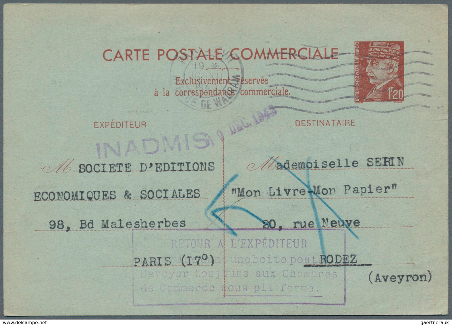 26525 Frankreich - Ganzsachen: 1941/1943, Petain/Iris, Collection With 14 Used Stationery Cards, Mostly It - Autres & Non Classés