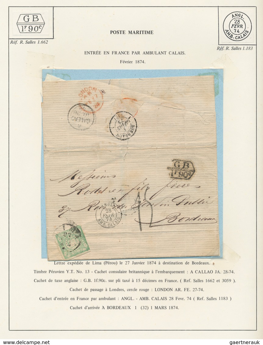 26526 Frankreich - Stempel: 1849/73, Scarce Collection Of 14 (entire)-letters With French (+ Mostly Britis - 1877-1920: Période Semi Moderne