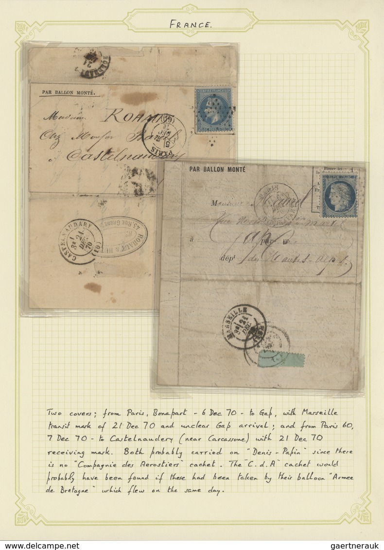 26528 Frankreich - Ballonpost: 1870, Lot Of Three Ballon Monte Covers: "FRANKLIN" Despatch "PARIS RUE ST.L - 1960-.... Lettres & Documents