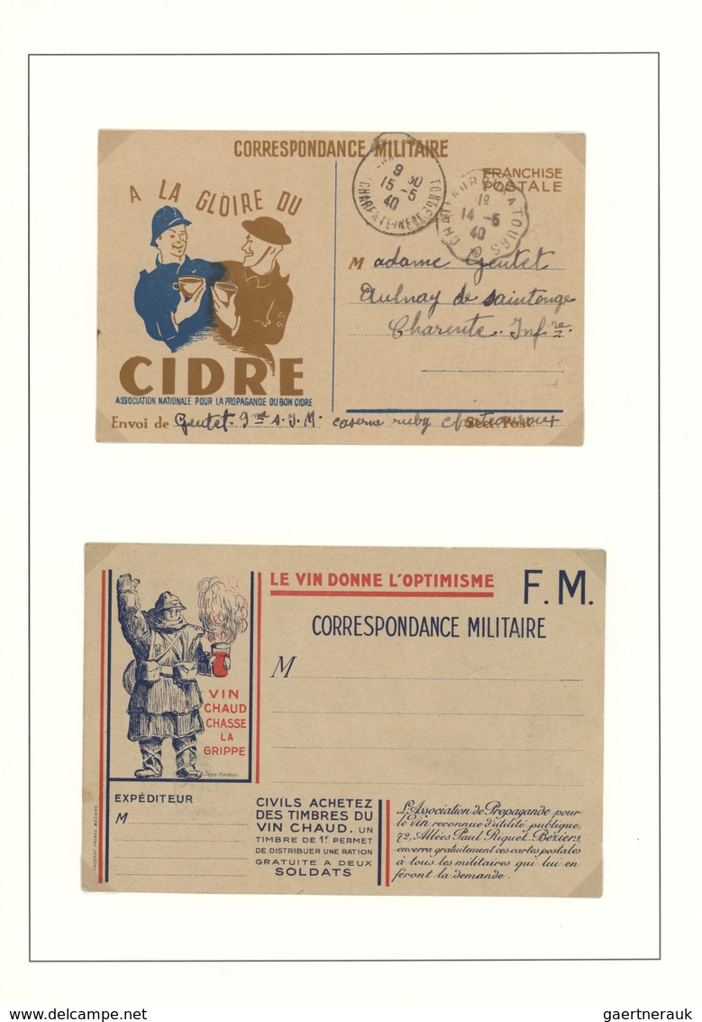 26534 Frankreich - Militärpost / Feldpost: 1939/1945, World War II, Very Interesting Collection Comprising - Timbres De Franchise Militaire