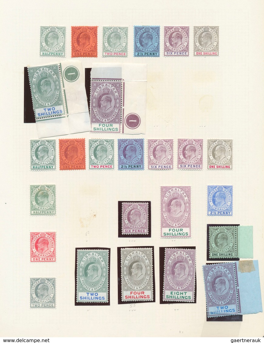 26552 Gibraltar: 1903/1911, KEVII, Splendid Mint Collection Of 26 Stamps On Album Page, Comprising E.g. Cr - Gibraltar