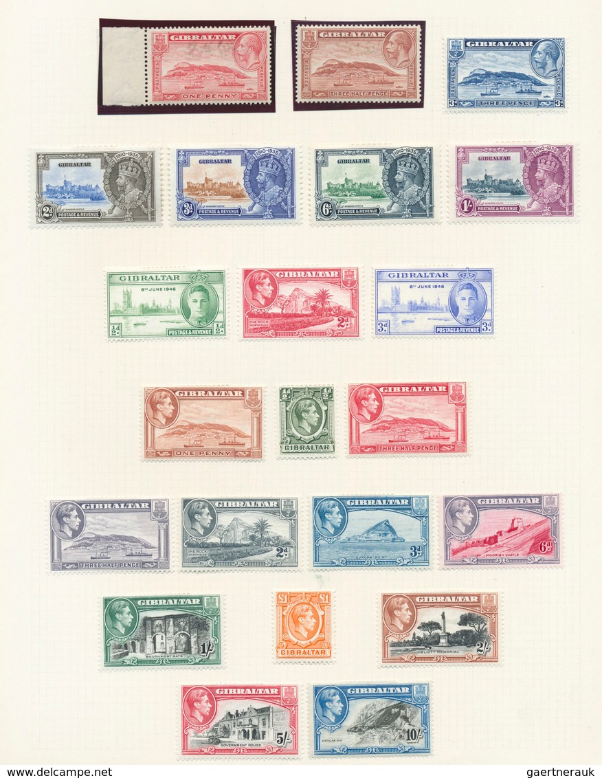 26554 Gibraltar: 1931/1953, Petty Mint Collection On Album Pages Incl. KGVI And QEII Definitve Sets. - Gibraltar