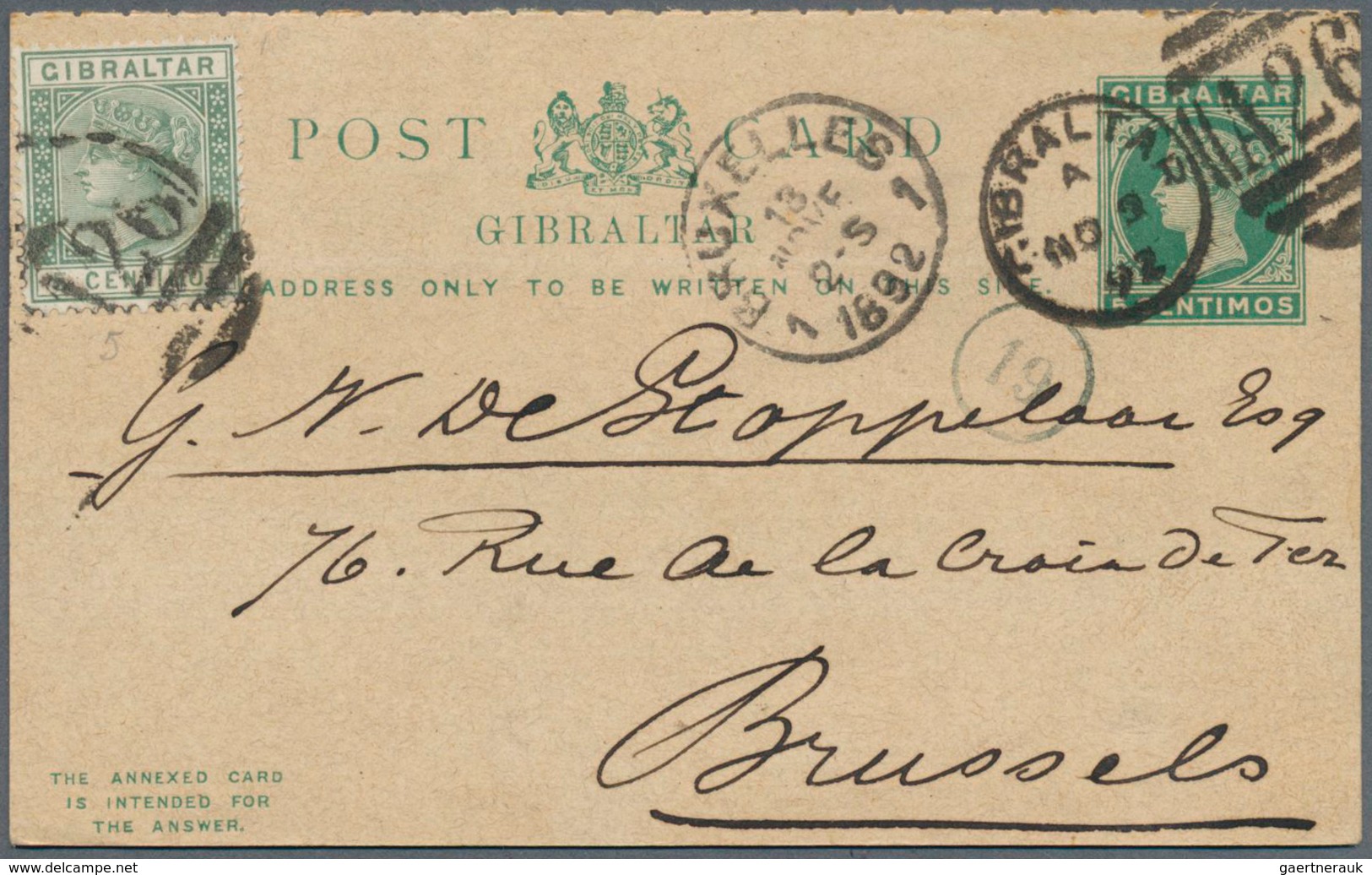 26565 Gibraltar - Ganzsachen: 1886/1912, Interesting Lot With 14 Used Postal Stationery Cards From Era QV - Gibraltar