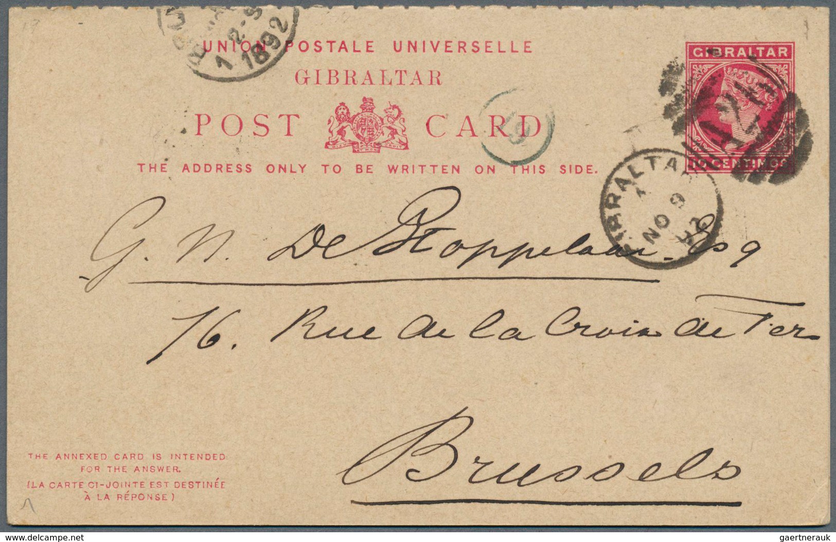 26565 Gibraltar - Ganzsachen: 1886/1912, Interesting Lot With 14 Used Postal Stationery Cards From Era QV - Gibraltar