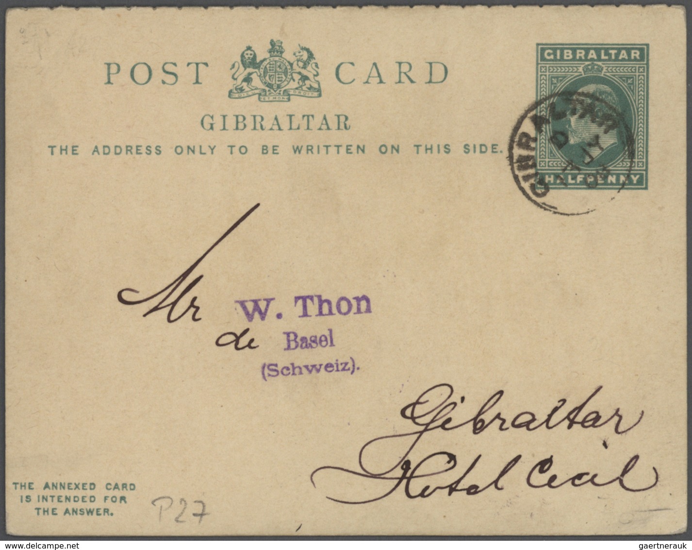 26566 Gibraltar - Ganzsachen: 1887/1940, interesting lot of ca. 64 postal stationery cards and covers, the
