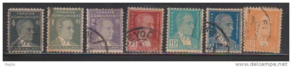 Turkey 1931 Used, Kemel, 7 Diff Values, - Oblitérés