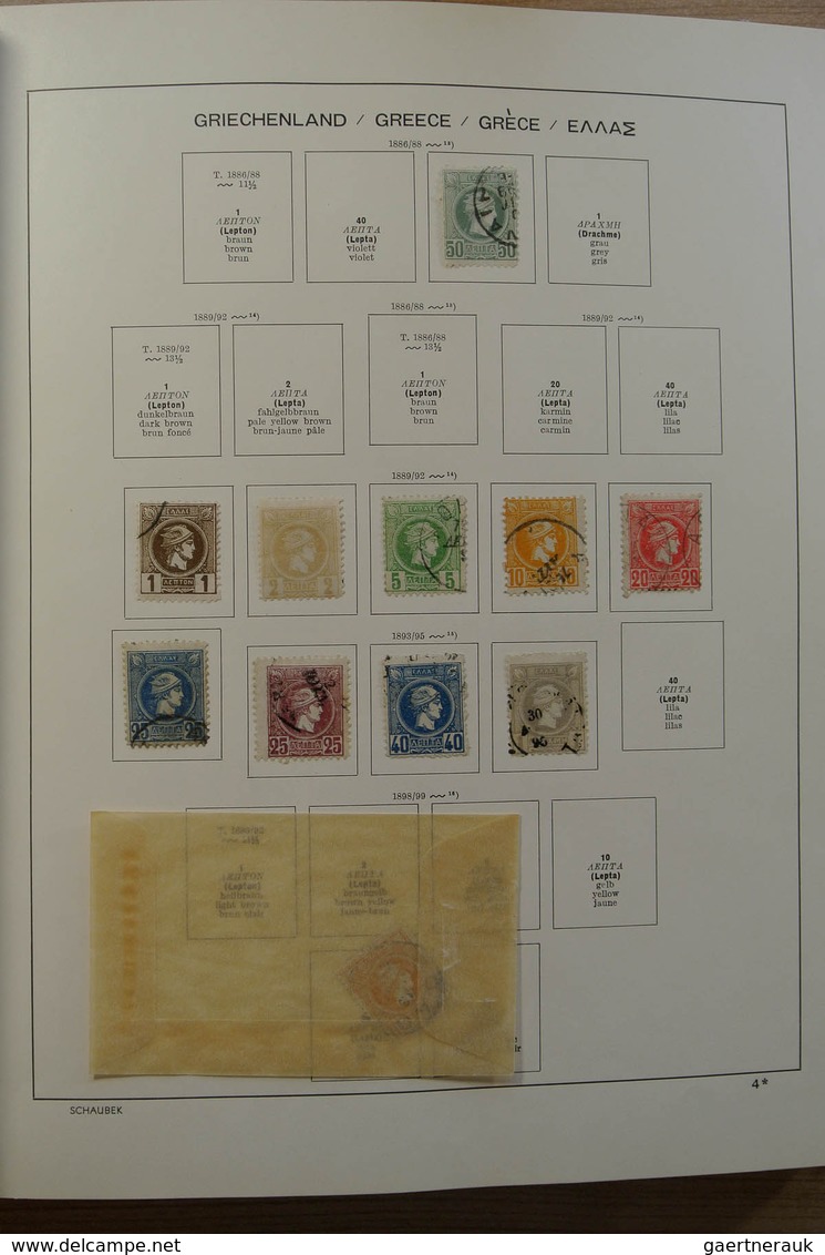 26581 Griechenland: 1872-1986. Nice, mint hinged and used collection Greece 1872-1986 in Schaubek album.