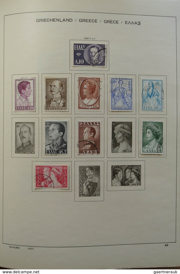 26581 Griechenland: 1872-1986. Nice, mint hinged and used collection Greece 1872-1986 in Schaubek album.