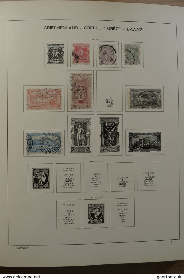 26581 Griechenland: 1872-1986. Nice, mint hinged and used collection Greece 1872-1986 in Schaubek album.