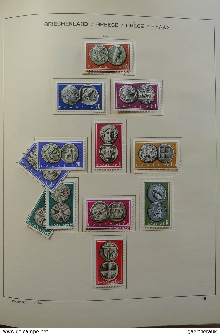 26581 Griechenland: 1872-1986. Nice, mint hinged and used collection Greece 1872-1986 in Schaubek album.