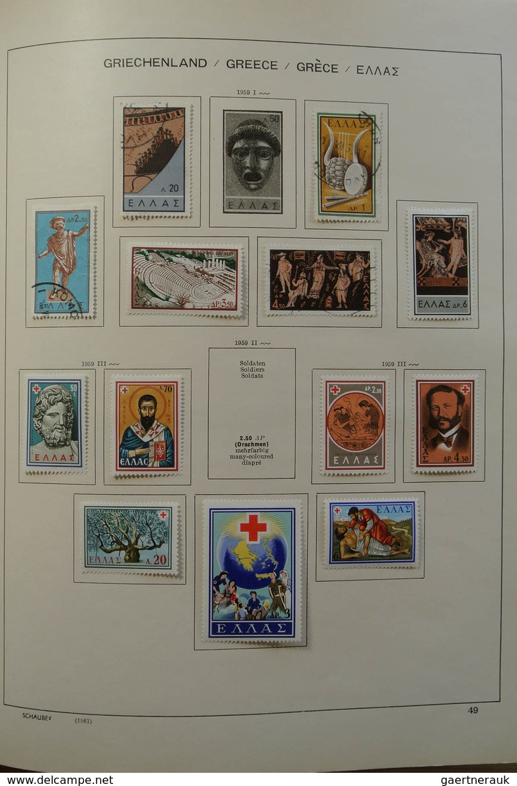 26581 Griechenland: 1872-1986. Nice, mint hinged and used collection Greece 1872-1986 in Schaubek album.