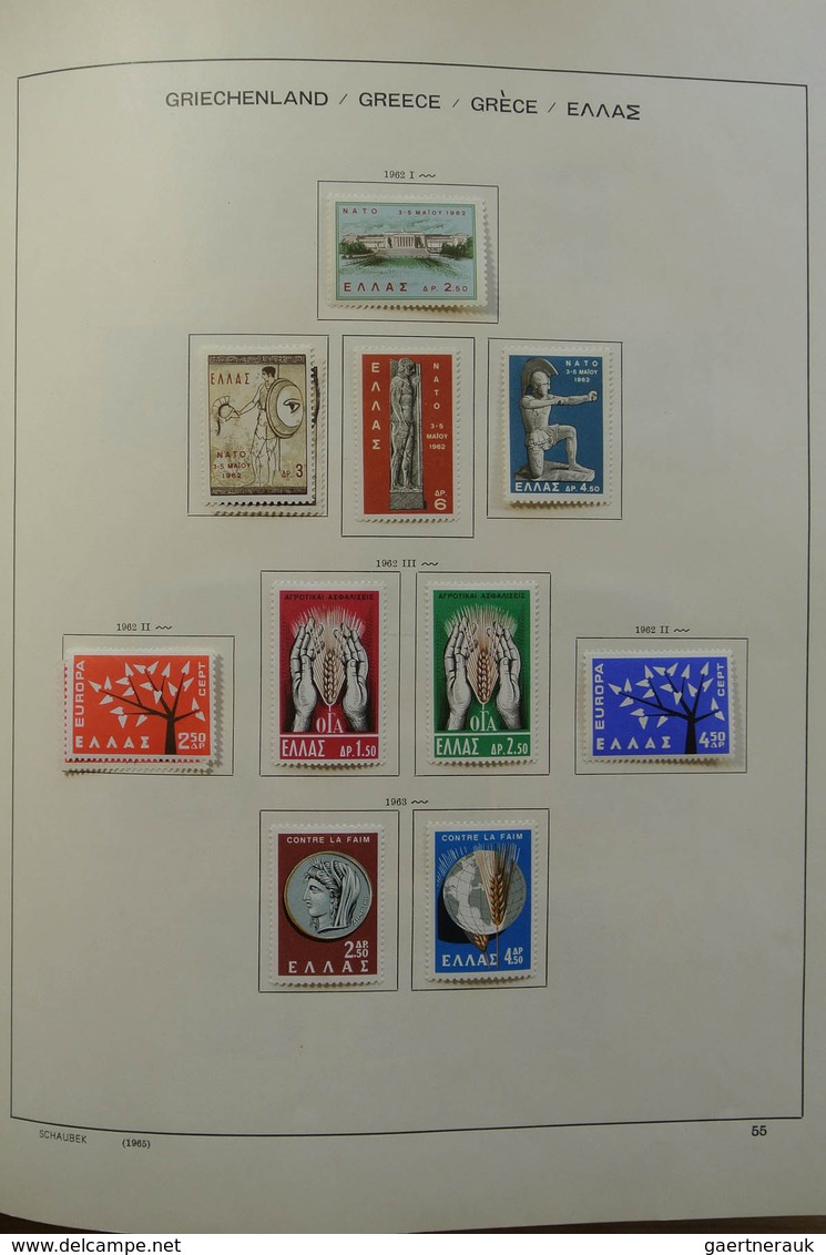 26581 Griechenland: 1872-1986. Nice, mint hinged and used collection Greece 1872-1986 in Schaubek album.