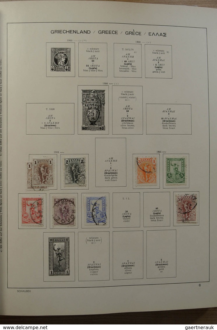 26581 Griechenland: 1872-1986. Nice, mint hinged and used collection Greece 1872-1986 in Schaubek album.