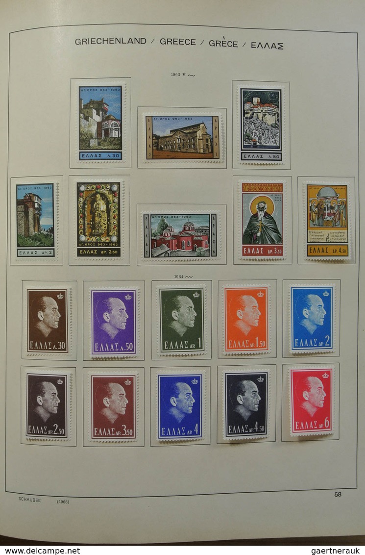 26581 Griechenland: 1872-1986. Nice, mint hinged and used collection Greece 1872-1986 in Schaubek album.