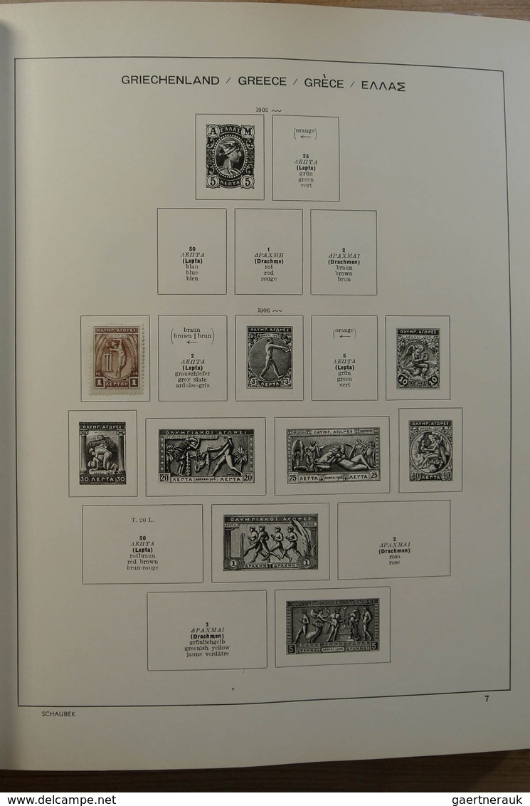 26581 Griechenland: 1872-1986. Nice, mint hinged and used collection Greece 1872-1986 in Schaubek album.