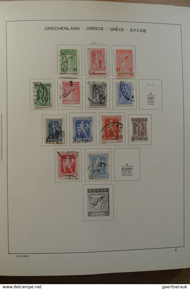 26581 Griechenland: 1872-1986. Nice, mint hinged and used collection Greece 1872-1986 in Schaubek album.