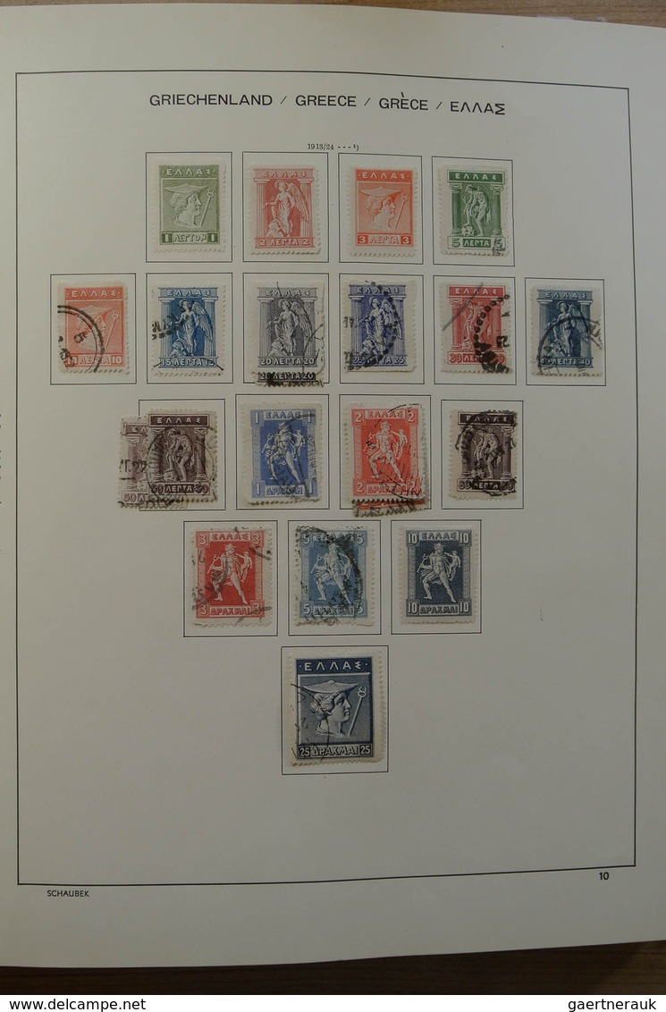 26581 Griechenland: 1872-1986. Nice, mint hinged and used collection Greece 1872-1986 in Schaubek album.