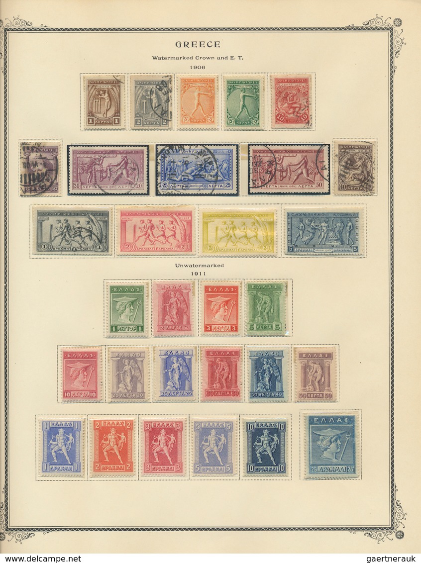 26583 Griechenland: 1896/1945, Interessante Sammlung Auf Albenblättern Mit Beschriftungen, Enthalten Sind - Lettres & Documents