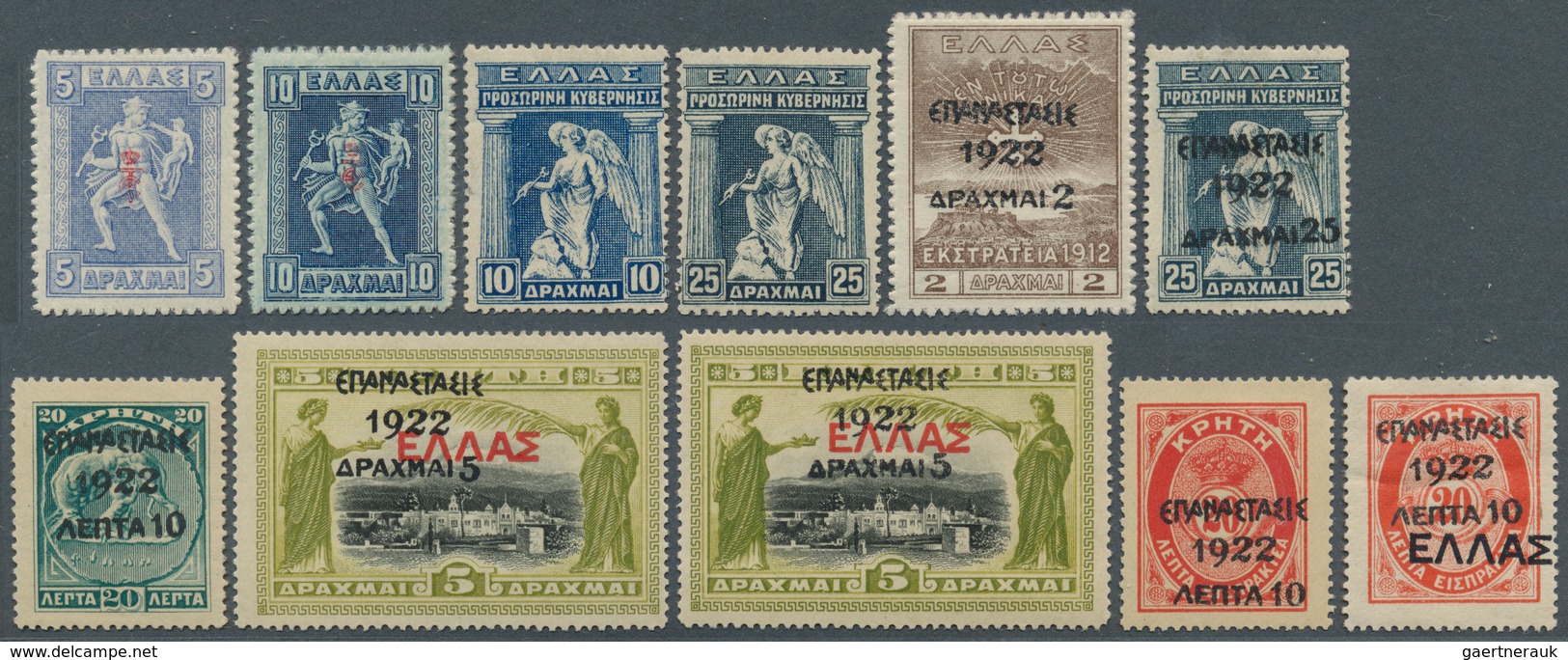 26587 Griechenland: 1916/1923, A Mint Collection Of 92 Stamps, Michel Nos. 210/96 Apparently More Than Com - Lettres & Documents