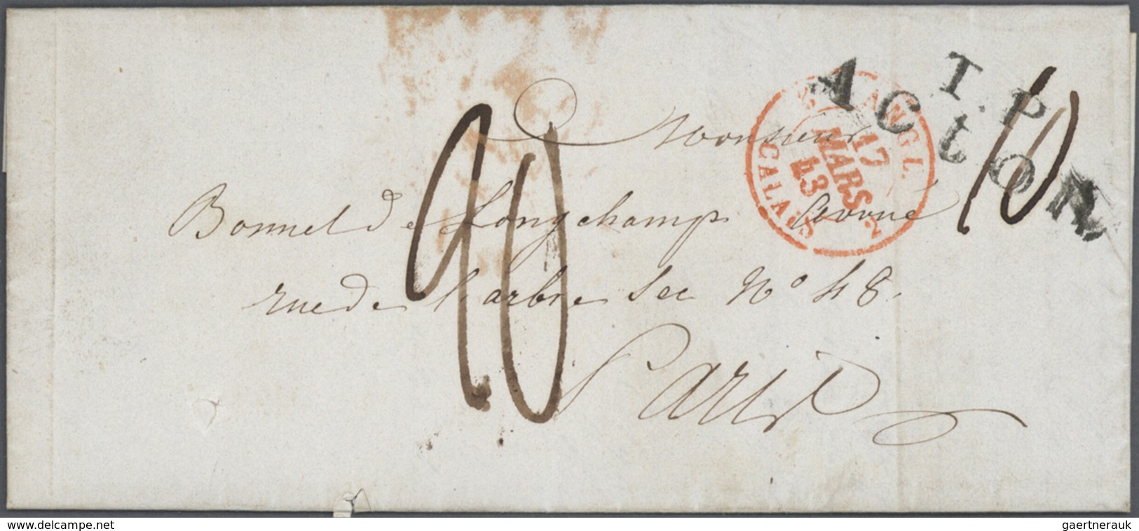 26648 Großbritannien: 1837/1954, 9 Letters And Postal Stationery Incl. Cover With 3d Pair Postage Due From - Autres & Non Classés